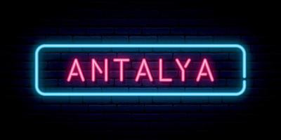 antalya neonskylt. vektor