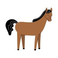 süßes braunes Pferd. Cartoon-Nutztiere. einfacher Vektor flach