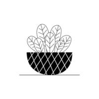 Vektor Zimmerpflanzen. Topfblume. stilisierte heimische Pflanzen. Wohnkultur und Interieur. Sukkulenten, Monstera, Kakteen. Abbildung isoliert auf weißem Hintergrund.