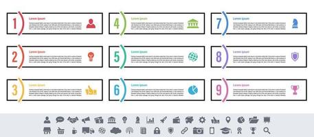 Infografik-Design-Geschäftskonzept mit 9 Schritten vektor