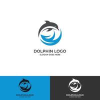 . Delphin auf der Welle. Symbol für Wassertiere. abstraktes alphabet, schriftemblem. Branding-Identität Unternehmensvektor-Logo-Design-Vorlage isoliert auf weißem Hintergrund