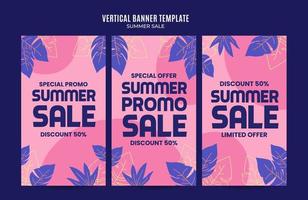 Happy Summer Sale Web-Banner für vertikale Poster, Banner, Flächen und Hintergrund für soziale Medien vektor