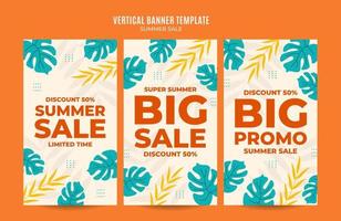 Happy Summer Sale Web-Banner für vertikale Poster, Banner, Flächen und Hintergrund für soziale Medien vektor