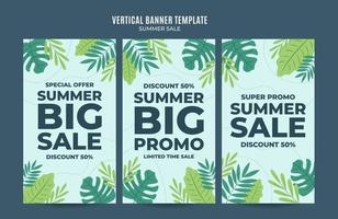 Happy Summer Sale Web-Banner für vertikale Poster, Banner, Flächen und Hintergrund für soziale Medien vektor