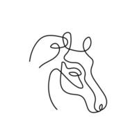 schwarzer Umriss eines Pferdekopfes auf weißem Hintergrund. Vektorgrafiken von Tiersymbolen. vektorlineare symbolillustration vektor