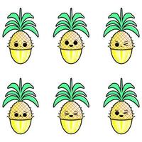 sammlung der niedlichen ananas-gesichtsausdruck-vektorillustration vektor