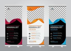 professionelle, moderne, bunte Roll-Up-Standee-Banner-Designvorlage für Unternehmen vektor