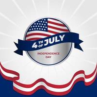 4. juli unabhängigkeitstag mit einem glänzenden abzeichen und einer nationalflagge von amerika