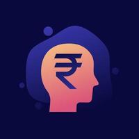 Geld denkendes Vektorsymbol mit indischer Rupie vektor