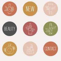 eine reihe von instagram-highlights für die schönheitsindustrie, kosmetik für die körperpflege.