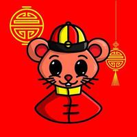 Maus Chinesisches Tierkreiszeichen Symbol Logo Maskottchen am neuen Mondjahr vektor