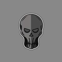 Totenkopf-Logo, Symbol oder Illustration, Vektor des Skeletts. Maskottchen-Design-Tapete mit grauem Hintergrund auf Halloween-Festival