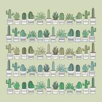 Reihe von bunten Kaktuspflanzen. vektorillustration, karikatur. isolierter Hintergrund. perfekt für Muster.