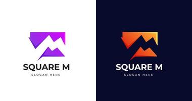 Buchstabe m Logo-Design-Vorlage mit quadratischer Form vektor