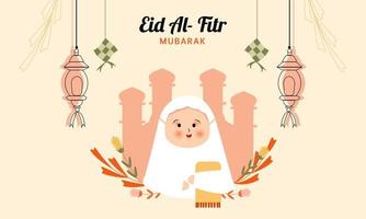 flacher eid al fitr Illustrationshintergrund vektor