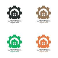 uppsättning hus logotyper med installationsskylt vektor