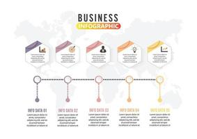 Visualisierung von Geschäftsdaten. Prozessdiagramm. abstrakte Elemente von Diagrammen, Diagrammen mit 5 Schritten, Optionen, Teilen oder Prozessen. Vektorgeschäftsvorlage für die Präsentation. kreatives konzept für infografik. vektor