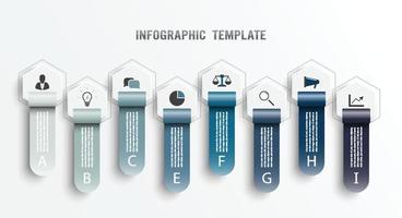 Infografik-Designvorlage und Marketing-Symbole. Vorlage für Diagramm, Grafik, Präsentation und Runddiagramm. Geschäftskonzept mit 8 Optionen, Teilen, Schritten oder Prozessen. Datenvisualisierung. vektor