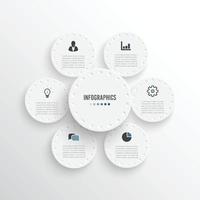 Geschäftsinfografiken mit Kreisschablonendesign mit Symbolen und 6 Optionen. Vorlage für Broschüre, Business, Webdesign. vektor