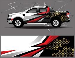 bil wrap design vektor. grafisk abstrakt stripe racing bakgrundssatsdesign för wrap-fordon, racerbil, rally, äventyr och livery vektor
