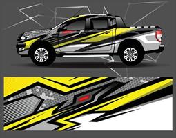 bil wrap design vektor. grafisk abstrakt stripe racing bakgrundssatsdesign för wrap-fordon, racerbil, rally, äventyr och livery vektor