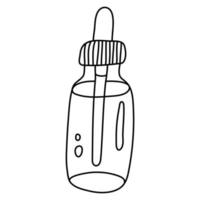 Flasche oder Fläschchen Öl mit Pipette. gezeichnete Vektorillustration der Gekritzelskizze Hand auf weißem Hintergrund. isolierte Gliederung. vektor