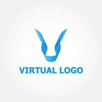 virtuell bokstav v logotyp mall.eps vektor