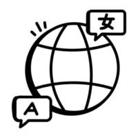 Das Doodle-Symbol für die globale Sprache ist skalierbar und einsatzbereit vektor