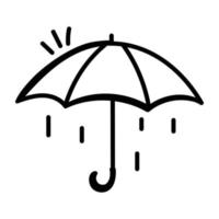 regnskydd, handritad ikon av paraply vektor
