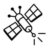 Das handgezeichnete Doodle-Symbol des Weltraumsatelliten ist skalierbar vektor