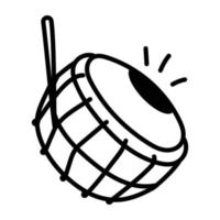 en trendig handritad ikon av trumma vektor