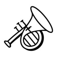 erstklassige handgezeichnete Ikone der Trompete ist einsatzbereit vektor
