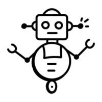 eine ikone des weltraumroboters im handgezeichneten stil vektor