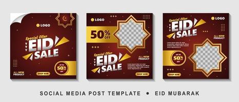 set eid verkaufsförderung quadratische bannervorlage mit fotocollage. geeignet für Web-Promotion und Social-Media-Vorlagenpost für Werbung, Veranstaltung usw. Vektorillustration. vektor