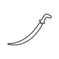 Lineares Symbol für Krummschwert. dünne Liniendarstellung. Säbel. muslimische Waffe. Islamische Kultur. Kontursymbol. Vektor isoliert Umrisszeichnung