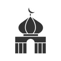 Moschee-Glyphe-Symbol. Islamische Kultur. muslimischer Gottesdienstort. Silhouettensymbol. negativer Raum. vektor isolierte illustration