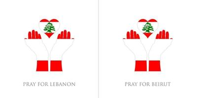 be för Libanon och be för Beirut vektorillustration. Libanons flagga från massiv explosion. design för mänsklighet, fred, donationer, välgörenhet och anti-krig vektor