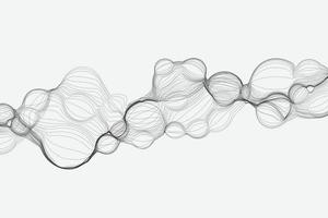 Konturblasenwellen mit Partikeln, die auf weißem Hintergrund dekorativ sind. futuristische wellenförmige hintergründe vektor