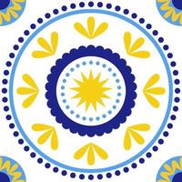 nahtloses muster der blume. azulejo. helle portugiesische fliesen mit sonne, meer und mediterraner stimmung. vektor