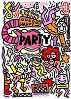 handgezeichnetes Doodle-Party-Set. Skizzensymbole für Einladung, Flyer, Poster, handgezeichnete Vektorgrafik von Doodle vektor