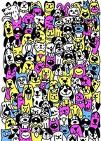 süße Hunde. Doodle-Stil, verschiedene Arten von Vektor-Cartoon-Hundegesichtern für Design. Welpen Gesicht Hundekopf Doodle Vektor