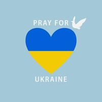 bete für die ukraine mit herzfahne und taubenvogel vektor
