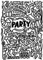 handgezeichnetes Doodle-Party-Set. Skizzensymbole für Einladung, Flyer, Poster, handgezeichnete Vektorgrafik von Doodle vektor