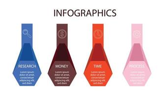 Vektor-Infografik-Design mit Symbolen. Prozessdiagramm, Flussdiagramm, Infografik, Infografiken für Geschäftskonzept, Präsentationsbanner, Workflow-Layout. vektor