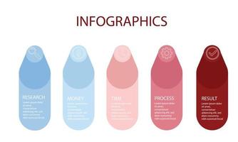 Vektor-Infografik-Design mit Symbolen. Prozessdiagramm, Flussdiagramm, Infografik, Infografiken für Geschäftskonzept, Präsentationsbanner, Workflow-Layout. vektor