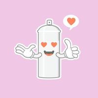söt och kawaii sprayfärg seriefigur. sprayfärgkaraktär med glatt uttryck i platt stil. kan användas för maskot, emoji, uttryckssymbol, logotyp vektor