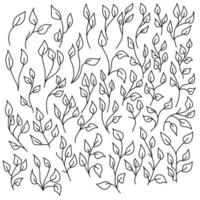 en uppsättning utsmyckade klotterblad på tunna kvistar, ett löv med en central ven, samlade i klasar och grenar, delar av växter och örter vektor