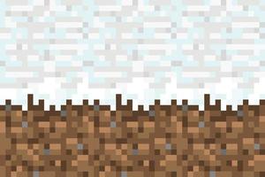Pixelhintergrund, Hintergrund des Spielkonzepts, anpassbarer Vektor, Schneeland vektor