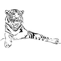 Tiger sitzend, schwarz und weiß, Vektor