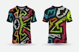 T-Shirt-Trikot-Design-Hintergrund für Sport im Freien Vorder- und Rückansicht vektor